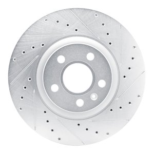 Volvo S90 Brake Rotor (1) - Front Right - R1 Concepts - Drilled & Slotted - Silver - `17-`25